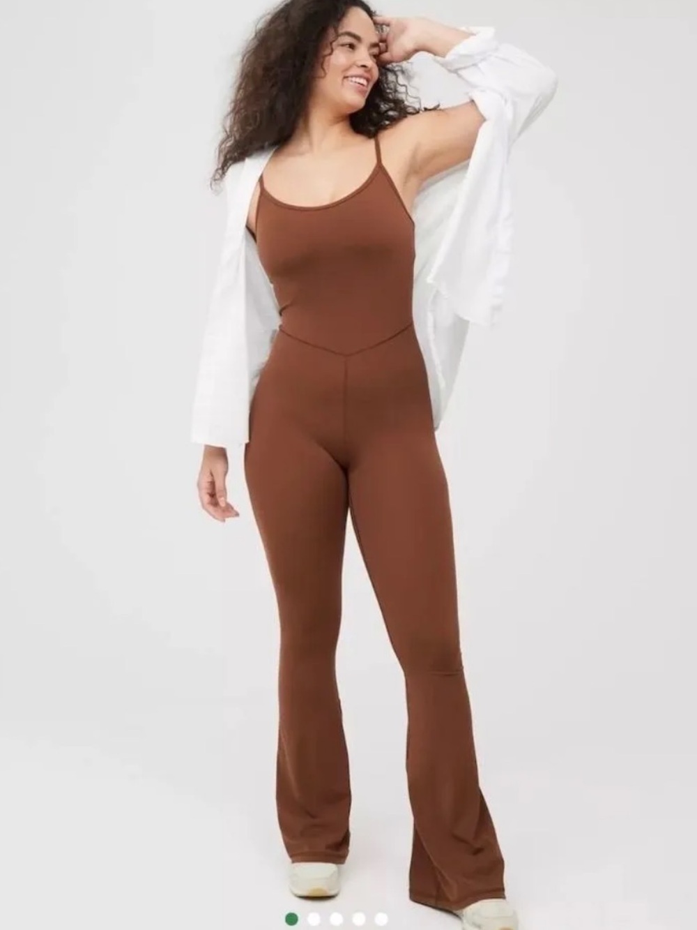 OFFLINE By Aerie Real Me XTRA Flare Jumpsuit Brown